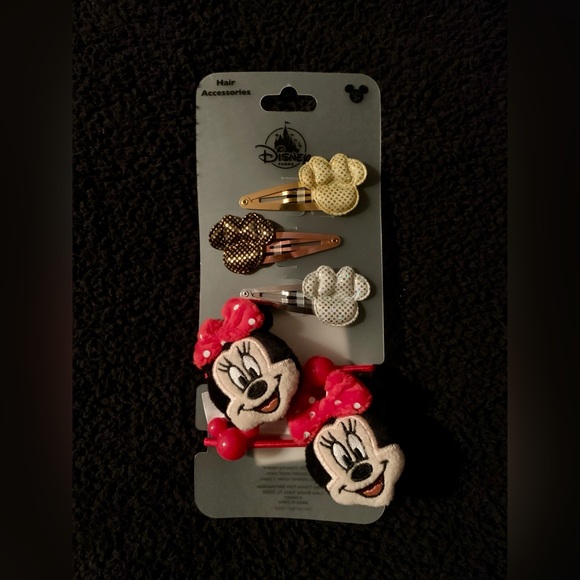 Disney Other - Disney Minnie Mouse Hair Clips and Ties - Red, Yellow, Brown